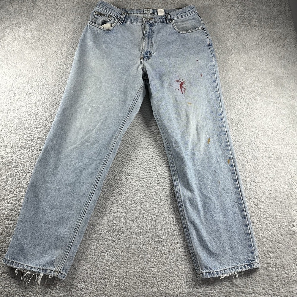 VINTAGE Calvin Klein Jeans Mens 34x30 Easy Fit Stonewash Distressed USA Made